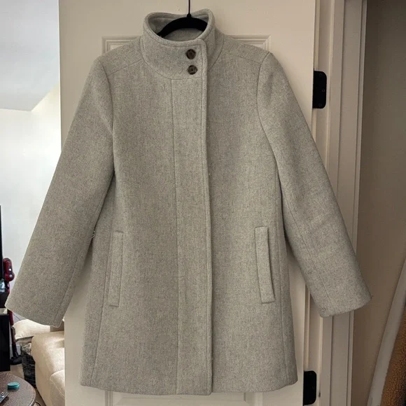 J. Crew Wool Blend Gray Pea Coat - Picture 5 of 6
